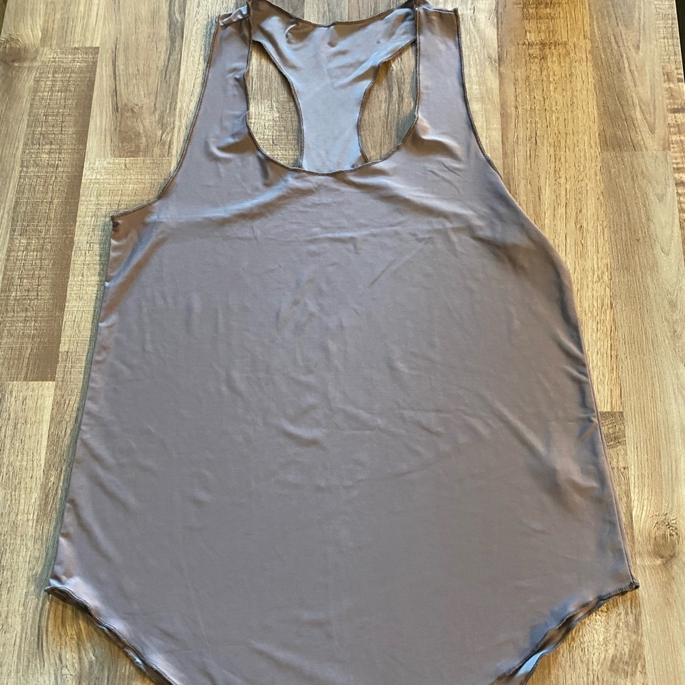 Taupe metallic workout top
